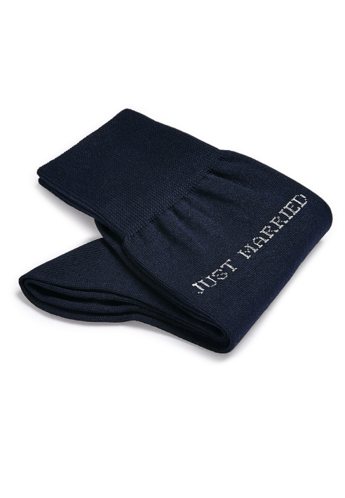 Carlo Lanza Just Married Dunkelblaue Baumwollsocken