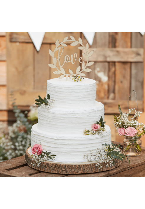 Ginger Ray CW-234 Rustic Country Hochzeitstorte Topper Holz Love ()