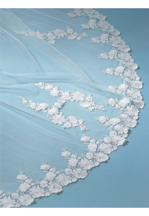 Poirier S439-280-SOFT Schleier Gestickte Blumen - 280 cm