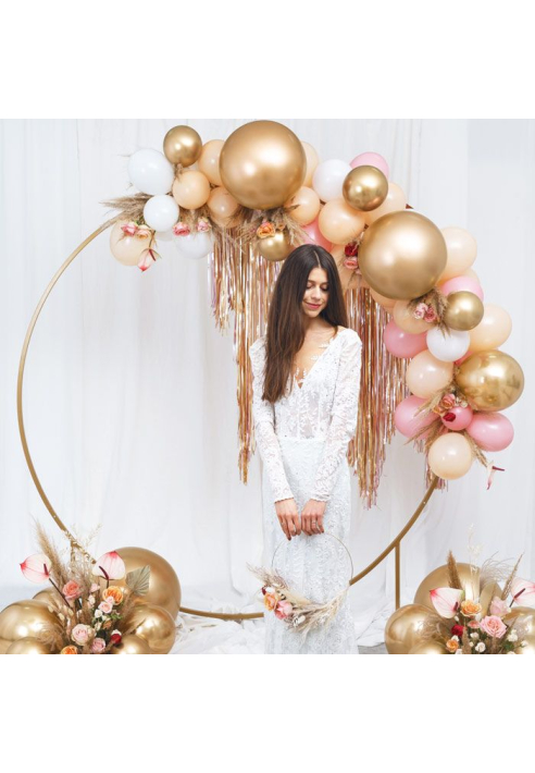 PartyDeko Gold Backdrop Frame Kreis, 2m ()