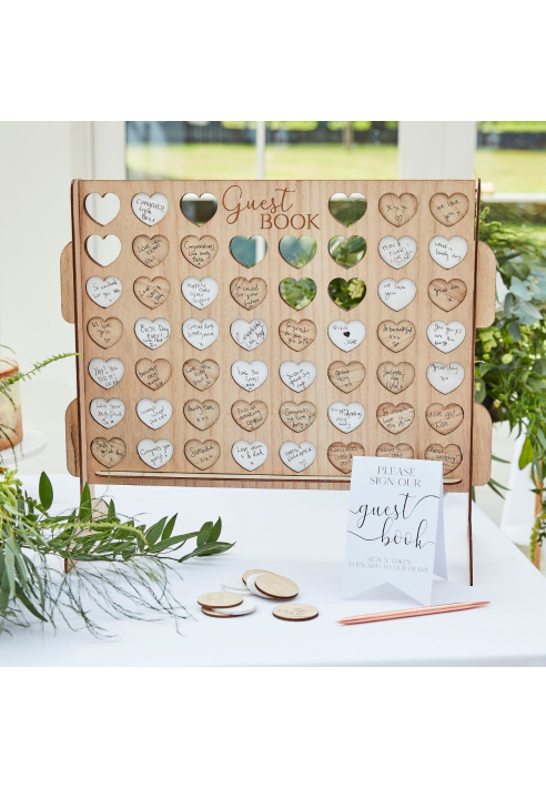 Ginger Ray BR-384 Botanical Wedding Vier in einer Reihe Gästebuch ()