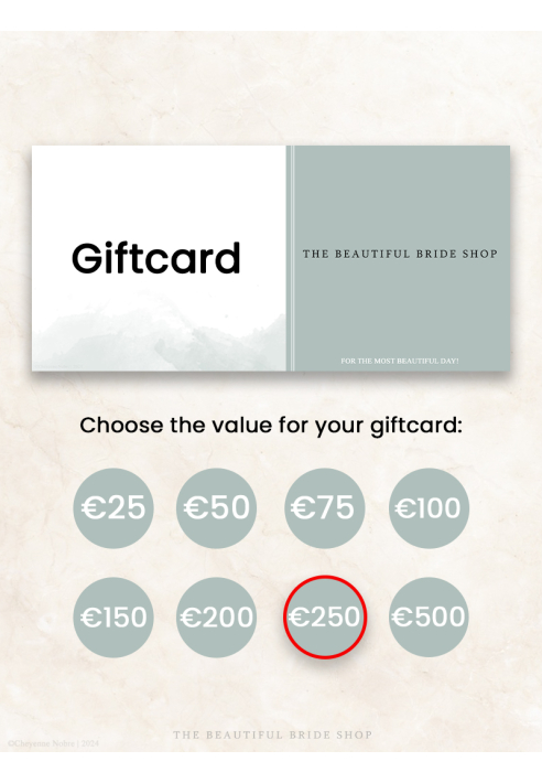 The Beautiful Bride Shop Geschenkgutschein €250