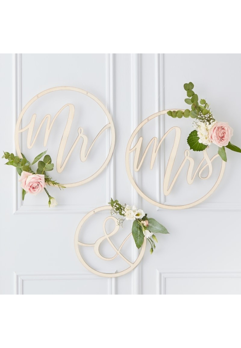 Ginger Ray GO-101 Gold Wedding Mr & Mrs Holzerne Reifen Dekoration ()