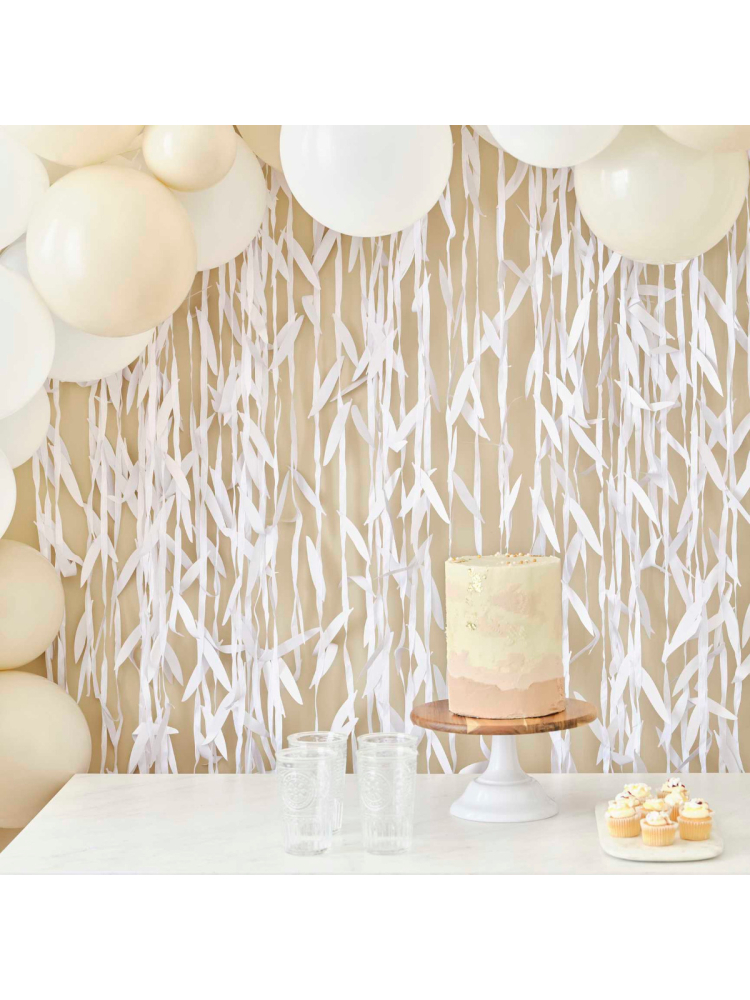 Ginger Ray BRA-336 Weiß Blätter Backdrop main product photo