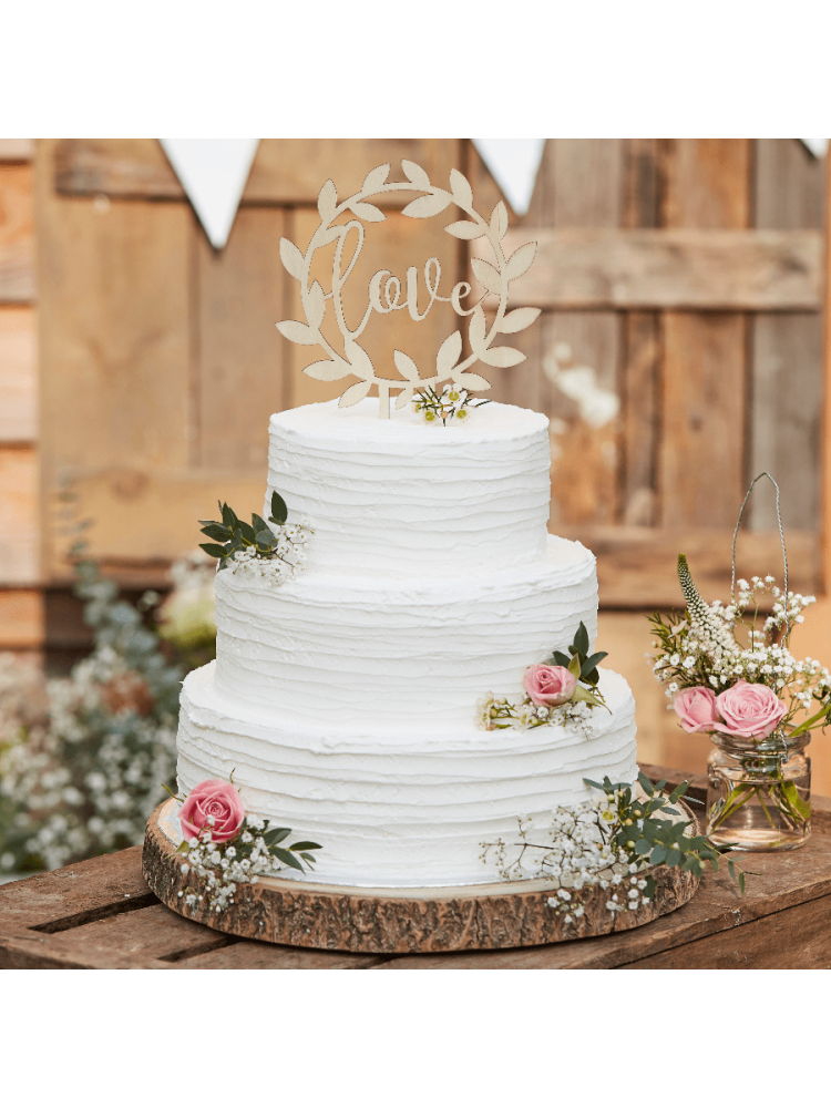 Ginger Ray CW-234 Rustic Country Hochzeitstorte Topper Holz Love main product photo