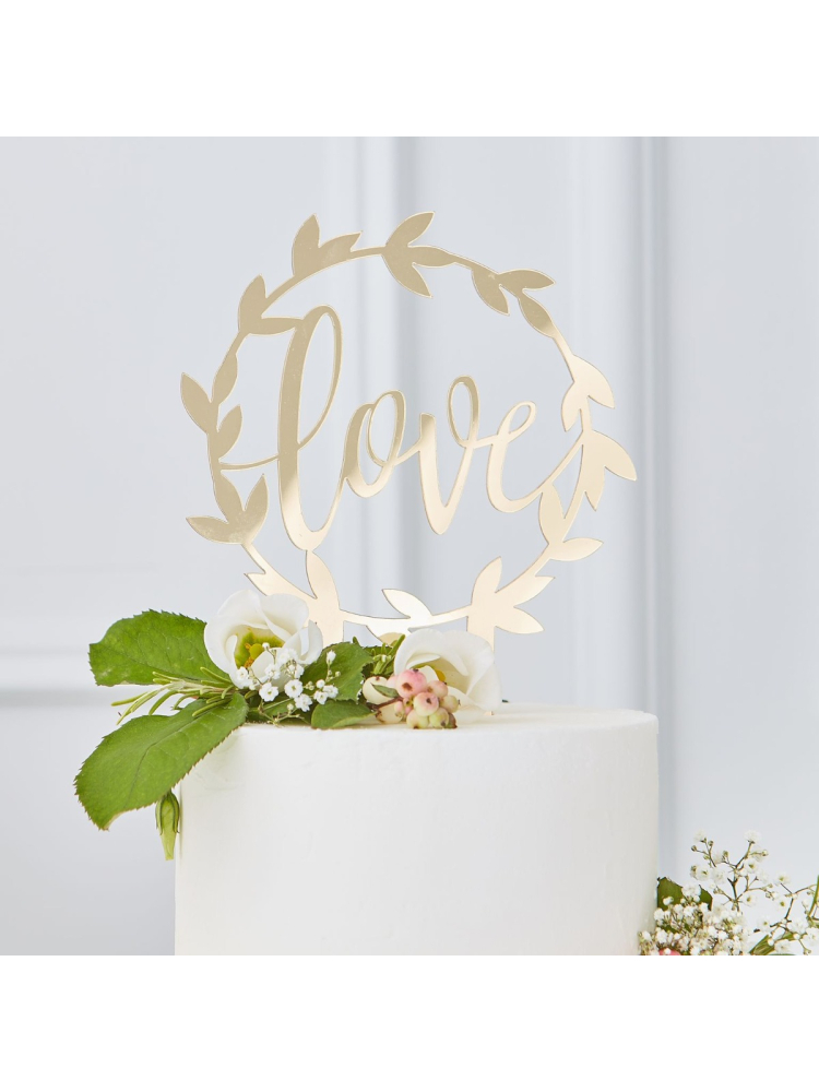 Ginger Ray GO-104 Gold Wedding Love Cake Topper main product photo
