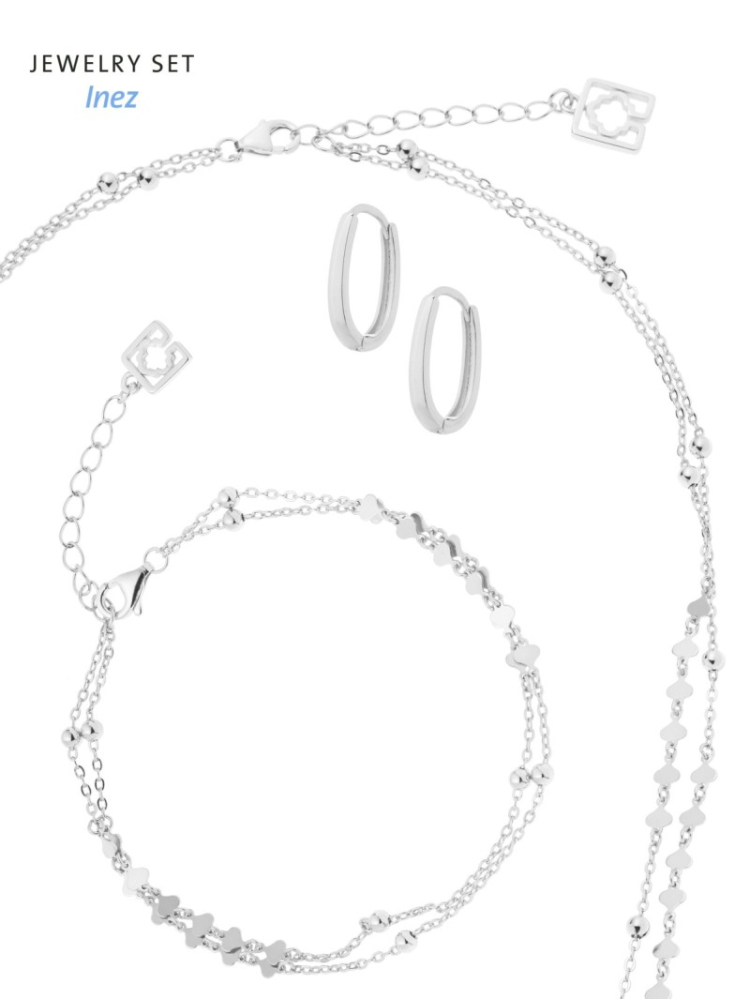 Poirier JS-003 Brautschmuck Set Inez Silber main product photo