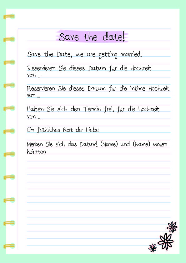Save the date Textideen
